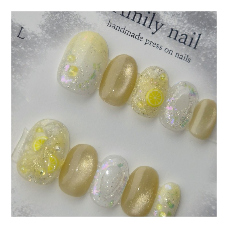  Lemon [Handmade Nail Tip] Emily Nail - Almond /