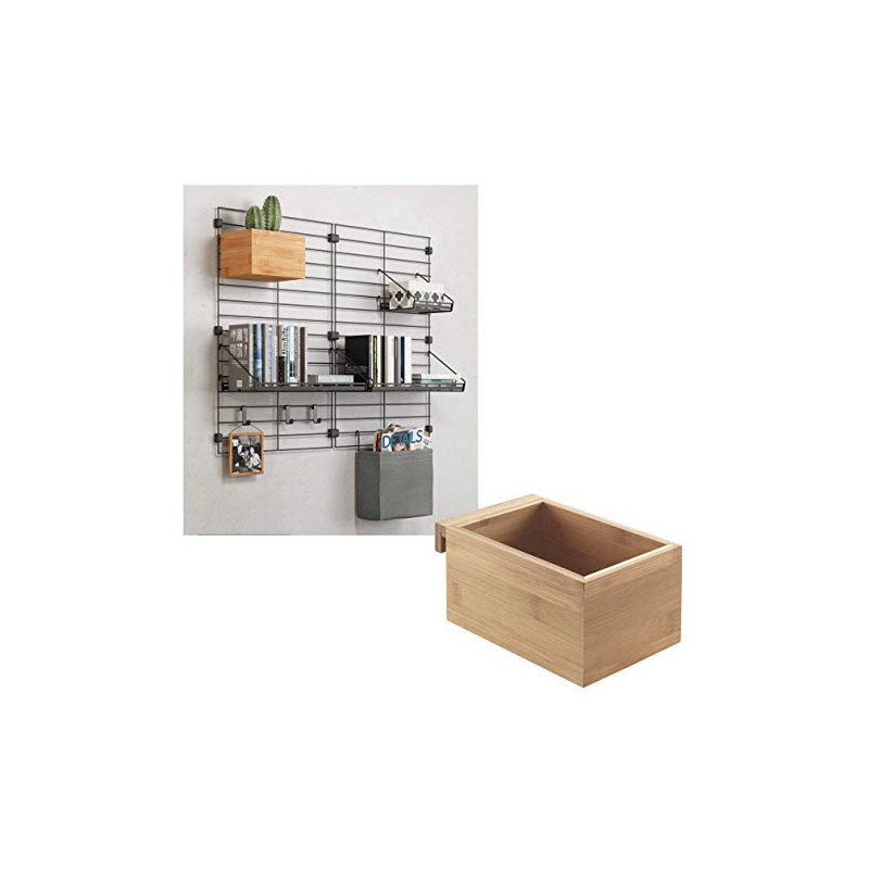Metaltex Mural Line Wall Grid Bamboo Box Small, Wood Colour,
