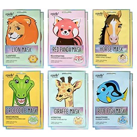Epielle Character Sheet Masks - Animal Spa Mask for Smooth and Supple Skin (Assorted 12 pack) V4 | Girls Face Mask Spa Skincare Sheet