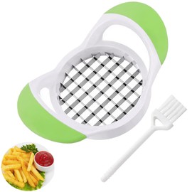 French Fry Cutter, Multi-purpose Stainless Steel Carrot Vegetable Potato Slicer Apply to Restaurant Home Kitchen, Potato Cutting Device (White&Green)
