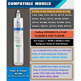 MMFILTER 847200 Water Filter Replacement for Fisher & Paykel 847200, Compatible with Fisher & Paykel Refrigerator Model Number E522 E422 E402 (2-Pack)