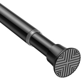 AIZESI Black Adjustable Tension Curtain Rod, 31-63 Inch Spring No Drill Stainless Steel Shower Rods for Bathroom，Closet ，Window–Rust Resistant，Non-Slip