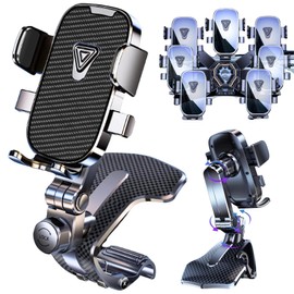 Mellbo Smartphone Holder, Car Smartphone Stand, In-Car Smartphone Holder, Sun Visor, Clip Type, 360° Angle Adjustment, Vibration Resistant, Carbon