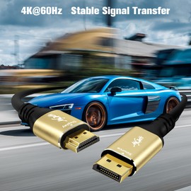 4K DisplayPort to HDMI Cable 12FT, DP to HDMI Video Uni-Directional Cord Adapter, Compatible with Dell, NVIDIA, AMD, Lenovo, Monitor, Projector, Desktop and More