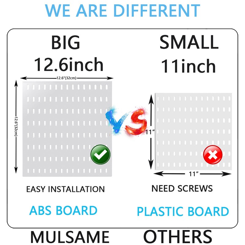 MULSAME Pegboard Combination Kit, 25.2" x 25.2" Wall Mounted Storage