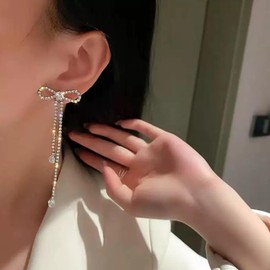 Bow Earrings Rhinestone Silver Rhinestone Wedding Earrings for Bride Bridal Jewelry Gift