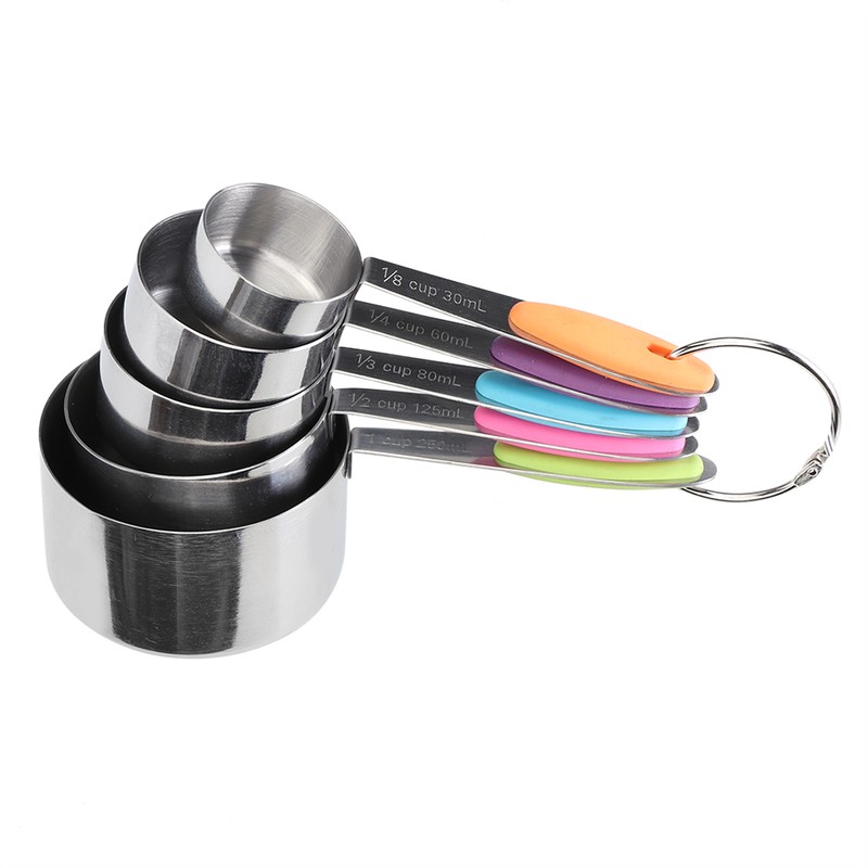 5pcs Stainless Steel Thermal Insulation Measuring Scale Cups Set Kitchen