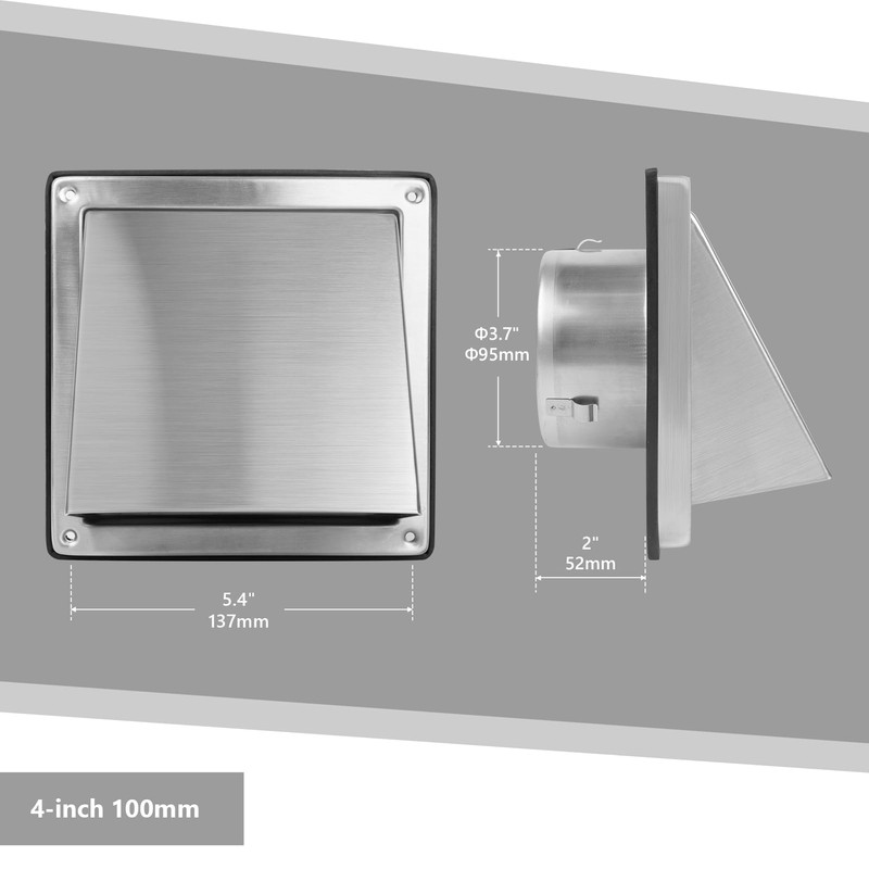 FRESH SPEED 4 Inch Dryer Vent Cover Outside Stainless Steel