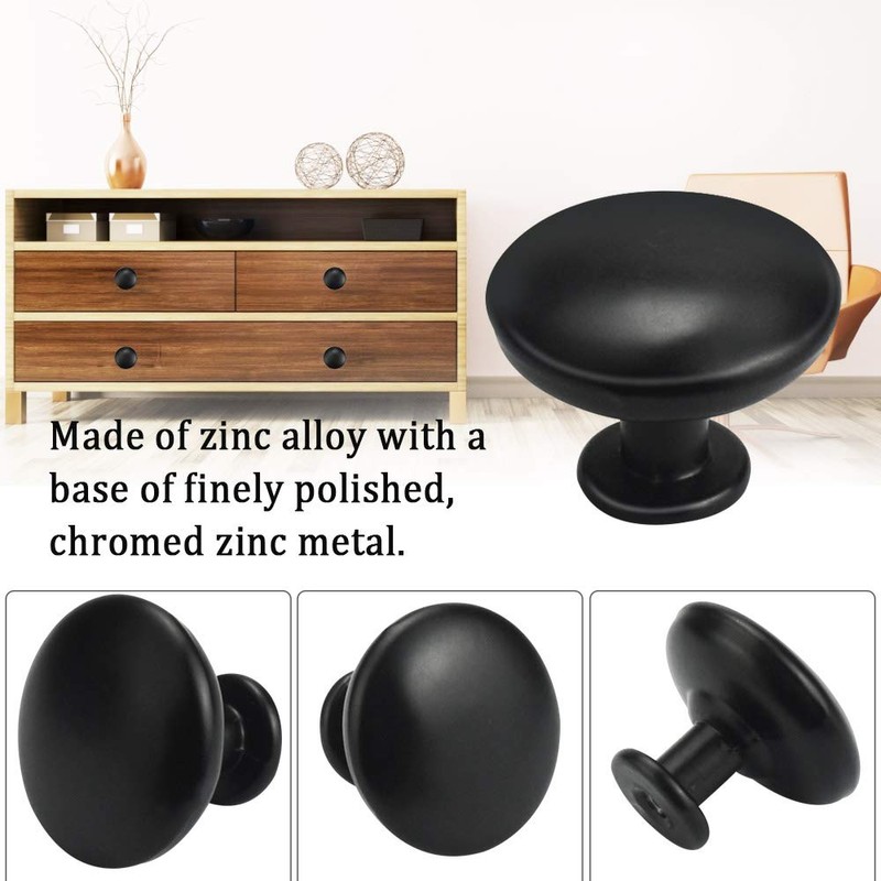 KLYNGTSK Pack of 12 Black Drawer Knobs, Furniture Knobs, Round