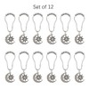 Celestial Shower Curtain Hooks 12 Pcs, Decorative Sun Moon Shower