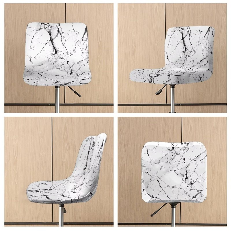 FUIALDOLG Stretch Bar Stool Covers Set of 2,White Marble Pattern