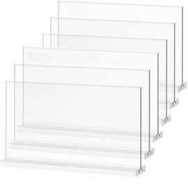 ZOUZJUN Pop Stand, A6 Size, Horizontal, Double-Sided Card Holder, Acrylic Photo Frame Sign Holder, Restaurant, Menu Holder, Transparent Card Display, Table Tent, Advertising, Photo, Card Holder (Set