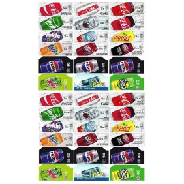 Dixie Narco, Vendo, Royal Vendors, USI & FSI (36) COKE OR SODA VENDING MACHINE 12oz "CAN"  VEND LABEL VARIETY PACK -New / OEM