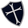 EmbTao Knights Templar Cross Shield Military Embroidered Patch Velcro White