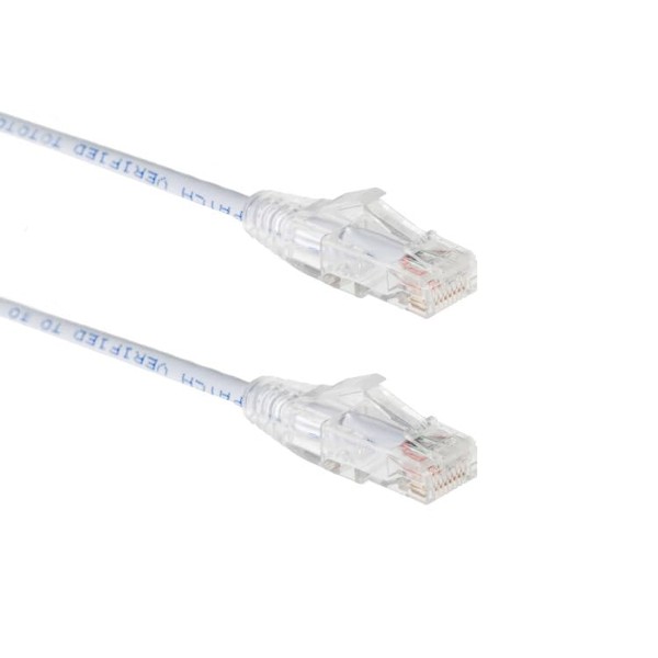 CablesAndKits 2ft White Cat6 Slim Ethernet Patch Cable, 550 Mhz,