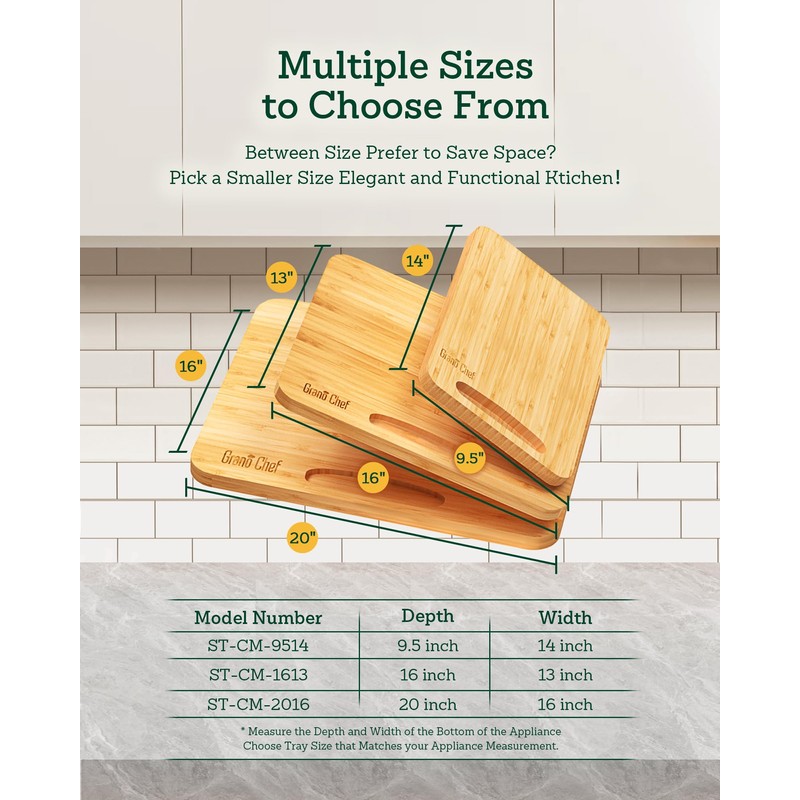 Bamboo Appliance Slider, Sliding Tray for Coffee Maker, Kitchen Countertop