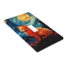 Galaxy Cat Oil Painting Single Toggle Light Switch Plate Cover Decor Wall Plate Decorative Outlet Cover For Home Bedroom Kitchen 4.5 * 2.76 Inches