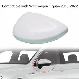 GXARTS White Left Driver Rear View Mirror Cover Replace Compatible with Volkswagen Tiguan 2018 2019 2020 2021 2022