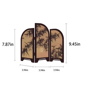 Small Folding Screen,3 Panel Divider,Chinese Traditional Decoration,Mini Desktop Feng Shui Ornaments or Home Office New Year Decoration,Oriental Gift, Business Gift