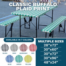 Sorfey Table Cover with Bench Covers -Fitted with Elastic, Vinyl with Flannel Back, Fits for Table 30"x 60" Rectangle,Water Proof, Checked Yellow Design