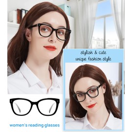 AEZUNI Retro Large Reading Glasses Women Stylish Fashion Readers 1.0 1.25 1.5 1.75 2.0 2.25 2.5 2.75 3.0 3.5 4.0 5.0 6.0 (Black,200)