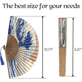 BOGAZNET 3 PCS Bamboo Fan - Foldable Handheld Fans for Women Elegant Folding Design for Weddings Raves and Events Stylish Wooden Accessory for Cooling Decorative Japanese and Chinese Inspired Style