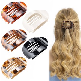 5 PCS Flat Hair Clips, Hair Claw Clips, Suitable for Coarse and Fine Hair Types, Comfortable Curved Flat Hair Clip, Suitable for Lying Down, Driving, And Other Scenarios