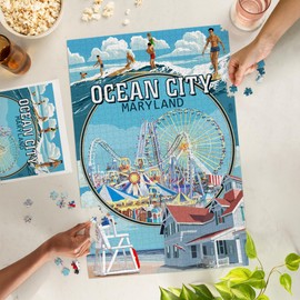 Lantern Press 1000 Piece Jigsaw Puzzle, Ocean City, Maryland, Montage Scenes