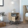FM FURNITURE Vienna Contemporary Bedroom Nightstand with Cabinet and Hairpin