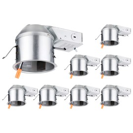 TORCHSTAR 8-Pack 4 Inch Remodel Recessed Lighting Housing, Shallow Type IC Rated Air Tight 120-277V Can, Max 15W Compatible, TP24 Connector, ETL Certified, Damp Location Available