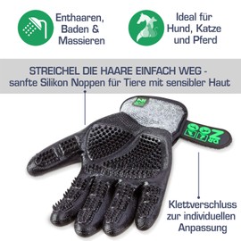 Dr. Zoo Professional grooming gloves; for any pet with short, medium and long hair; can be used as a dog/cat/horse brush or curry comb; grooming glove for removing cat/dog hair