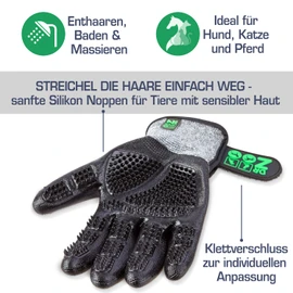 Dr. Zoo Professional grooming gloves; for any pet with short, medium and long hair; can be used as a dog/cat/horse brush or curry comb; grooming glove for removing cat/dog hair