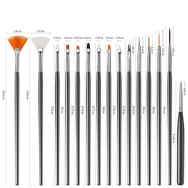 Nail Brush, 15 Pieces Nail Brush + 3 Pieces Nail Design Brushes, Professional Acrylic Nail Art Brush Set for Gel Nails Set for Watercolour Paints Nail Decoration, Black + Purple