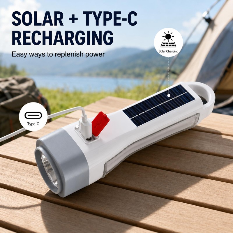 MVIOCS Solar Flashlight Lantern, High Lumens Rechargeable LED RGB Mood