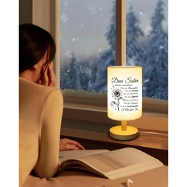 Calibron Sisters Gifts from Sister Fabric Lamp, Sister Birthday Gifts from Sister, Gifts for Sister Table Lamp with Wooden Stand Anniversary Wedding Birthday Gifts for Sisters