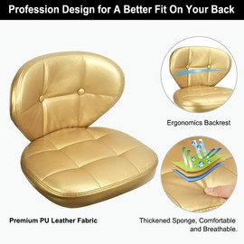 JOSTZHXIN Rolling Stool with Backrest, Home Office Rolling Chair, Adjustable Height Swivel Stool Chair for Nail Salon Spa Massage Tattoo Work,Champagne Gold