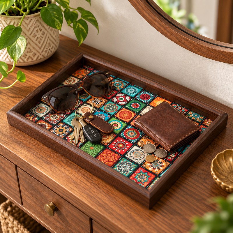 Wooden Tray for Snacks & Key Storage – Handmade 30