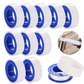 HuaJiao 10 Rolls Teflon Tape, 15 mm x 10 m Long PTFE Thread Sealing Tape, Teflon Tape for Plumbing Joint for Pool, Kitchen, Industrial (White)