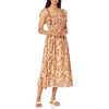 Moon River Women's Ruffle Smocked Shirred midi Dress, Brown Multi,