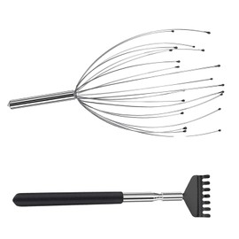 Kopfgreif Massagespinne,20 Klaue Rückenkratzer mit ausziehbarem Stab,für Kopfmassage,für Kratzen am Kopf und Rücken
