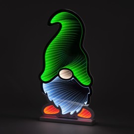 YöL 40cm Infinity LED Colourful Christmas Gonk In Green Hat With Base Xmas Light-up Decoration