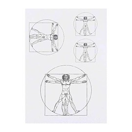 4 x 'Vitruvian Man' Temporary Tattoos - Water Resistant, Skin-Safe, Non-Toxic Transfers, Mixed Sizes (TO00057250)