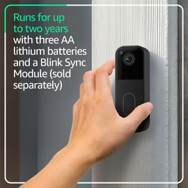 Blink Video Doorbell (newest model) – Head-to-toe HD view, two-year battery life, and simple setup. Required Sync Module not included – Add-On (Black)