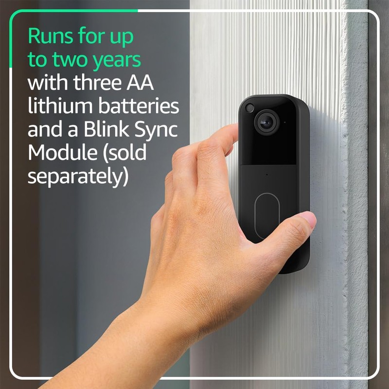 Blink Video Doorbell (newest model) – Head-to-toe HD view, two-year