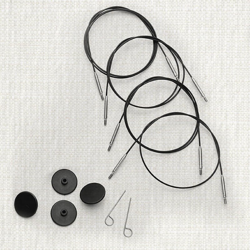 KnitPro - KnitPro Acciaio Inox Nero/Argento 360° Cavo Girevole Intercambiabile