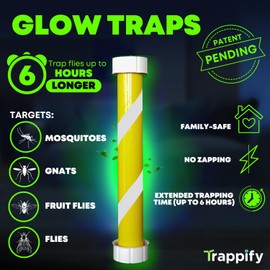 Glow-in-The-Dark Fly Stick by Trappify: Premium Indoor & Outdoor Fly Traps | Water-Resistant Sticky Trap for Fruit Fly Traps for Indoors, Gnat Traps for House Indoor, and Fly Trap Indoor (2 Pack)
