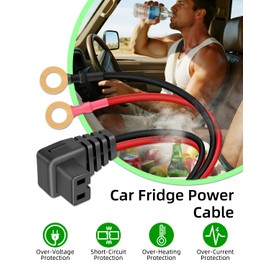 YANBORONSN 14AWG Car Refrigerator to 8mm O Ring Terminal Power Cord, 12V Car Fridge to O Ring Terminal Portable Car Refrigerator Power Cord Built in 15A Fuse,with 3x15A,3x10A Fuse(1.5M/4.9FT)