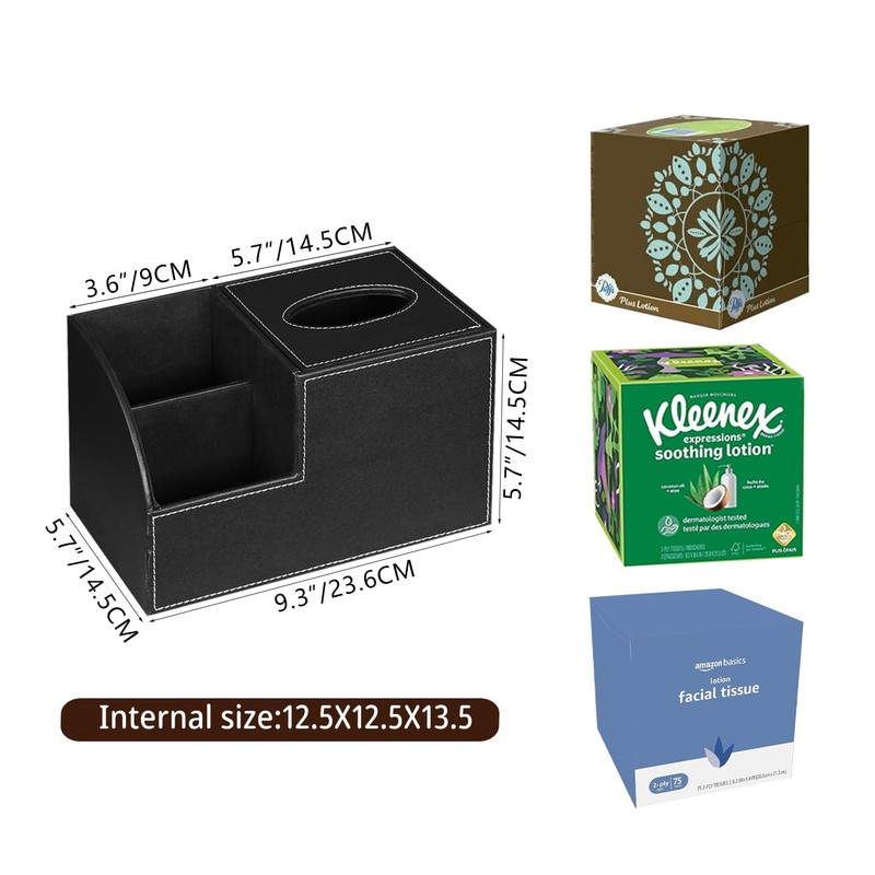 PU Leather Square Tissue Box Cover - Multi-Functional Tissue Box