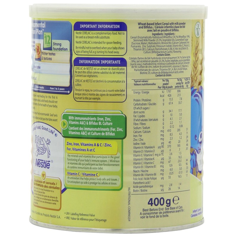 Nestle Cerelac, Wheat With Milk, 14.11-Ounce Cans (Pack of 4)