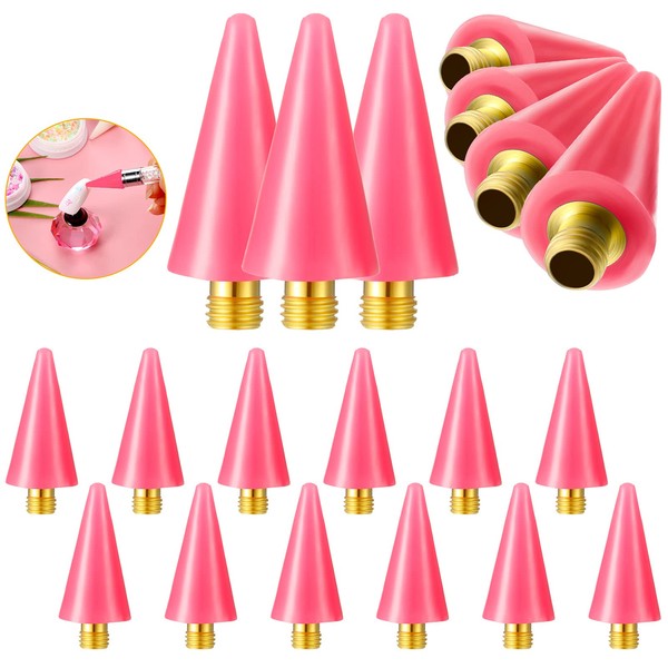 12 Pieces Wax Replacement Head Tips Nail Rhinestones Picker with Case for Nail Dotting Pen to Pick Up Nail Gem Jewelry, Replacement Wax Head Accessories (Pink)